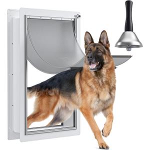 Dog Door for Wall - Steel Frame, Telescoping Tunnel & Double Food-Grade Silicone Flaps Pet Door, XL Dog Door with Secure Lock (Pets Up to 220 lbs), X-Large