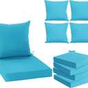 Waterproof Outdoor Cushions for Patio Furniture, Fade Resistant Backrest and Deep Seat Cushion Set with Removable Cover, 24 x 24 Inch, Teal, Set of 4