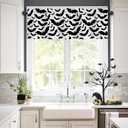 2 x Vanleonet Halloween Curtain Valances Black Bats Valances for Windows Rod Pocket Gothic Curtains Halloween Decoration for Party Kitchen Living Room Bedroom 1 Panel, 54W x 18" L