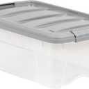 Amazon Basics Plastic Storage Containers with Secure Latching Lids, Stackable Organization Bins for Organizing, Clear/Grey, 12 Quart, Set of 6