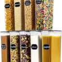 Wildone Airtight Food Storage Containers Set of 9 BPA Free Cereal & Dry Food Storage Containers 2.8L / 11.83 cups for Sugar, Flour, Snack, Baking Supplies, with 20 Chalkboard Labels & 1 Marker (Black)