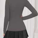 MEROKEETY Womens Trendy Spring Cut Out Tops 2026 Long Sleeve Boat Neck Y2k Slim Fit Casual Going Out T Shirts Blouses Clothes (Gray, M)