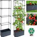 2 Packs Raised Garden Bed Tomato Planter Box with Trellis, 55.2" Self-Watering Tomato Cage with Rectangular Trellis for Climbing Plants Flowers Vegetables Vine in Patio Garden Indoor Outdoor, 4 Tiers-55.2"