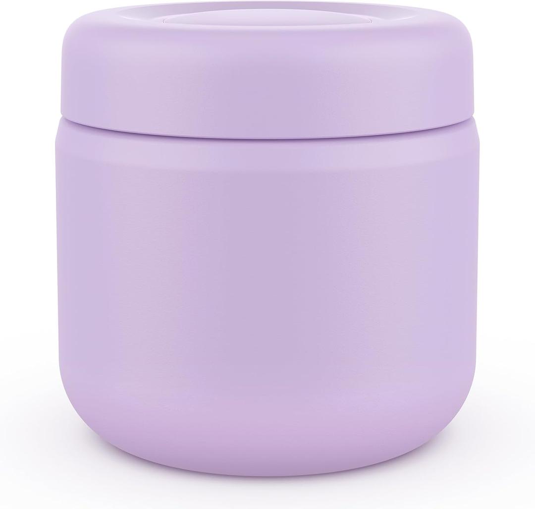 13.5oz Kids Food Thermo, Insulated Food Jar for Hot & Cold Food, Wide Mouth Leak proof Thermal Lunch Container with Lids, Stainless Steel Keep Food Warm Lunch Thermo Bowl (Lilac)