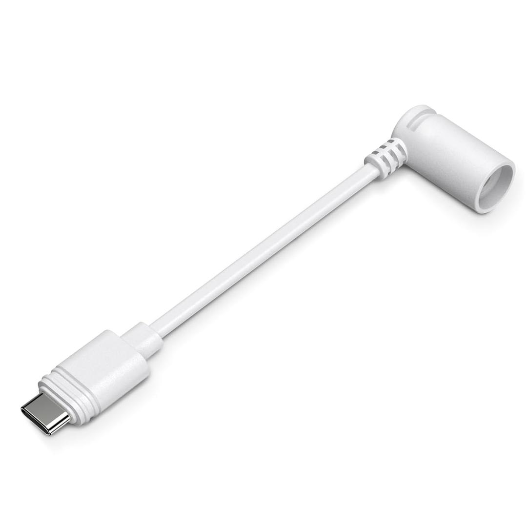 White Ring Barrel Plug to USB-C Adapter - Compatible with 1st Gen Solar Panel, Super Solar Panel, Spotlight Cam Plus/Pro, Stick Up Cam Pro - Connect Barrel Plug Solar Panels to USB-C Cameras