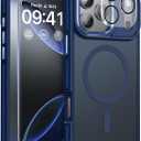 Magnetic 3 in 1 for iPhone 17 Pro Case, [Omni-Directional Protection] with 1x Screen Protector + 1x Camera Cover, [Seamless Work with Magsafe] Shockproof Slim Thin Matte Case for iPhone 17 Pro Blue