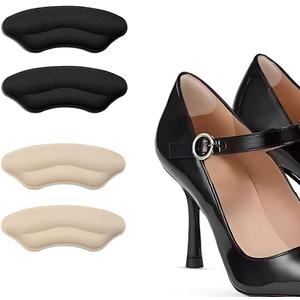 2 x Heel Grips for Shoes Too Big, 2 Pairs Non-Slip Heel Liners for Loose Shoes, Shoe Fillers for Women & Men, Prevent Heel Slipping & Blisters, Improve Shoe Fit & Comfort - Black & Nude