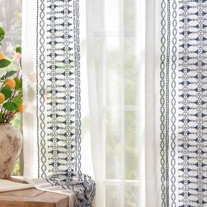 jinchan Grey Sheer Curtains for Bedroom 63 Inch Length Leaf Embroidered Semi Sheers for Living Room Botanical Embroidery Voile Transparent Back Tab Window Treatments 2 Panels