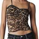 Women Double Layer Mesh Tank Tops Sleeveless Patchwork Strappy Going Out Tops Camisole Y2k Backless Crop Cami Shirts