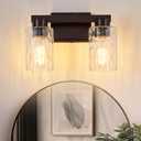 2-Light Bathroom Light Fixtures Modern Oil Rubbed Bronze Vanity Lights with Water Ripple Glass Wall Sconces Over Mirror for Bathroom, Powder Room, Living Room