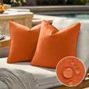 EMEMA Pack of 2 Decorative Outdoor Waterproof Throw Pillow Covers 18x18 Inch Solid Broadside Soft Outside Pillowcase Classic Cushion Cases for Patio Furniture Sunbrella for Balcony Decor Orange