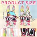 Leinuosen 2 Pcs Easter Decorations Coquette Bow Wooden Bunny Couple Happy Easter Table Centerpiece Signs, Cute Rabbit with Glasses Wood Decor for Home Office Gifts Party Supplies