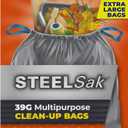 Hefty Steelsak Heavy Duty Large Trash Bags, Gray, Unscented, 39 Gallon, 30 Count