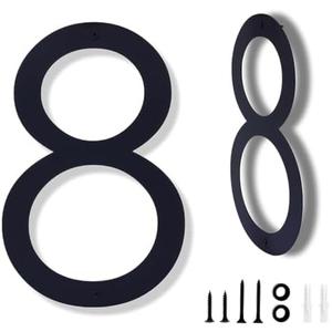 16 Inch Modern House Numbers for Outside, Large Black Metal House Numbers, House Address Numbers for House Address Apartments Wall Door Hotel Garage Gate with Nail Kit Number 8