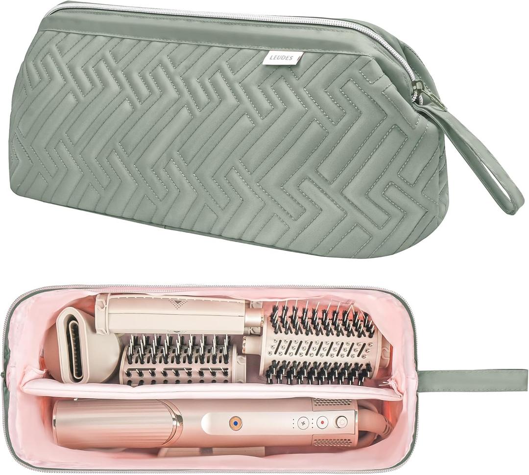 Leudes Hair Tools Travel Bag for Shark Flexstyle Carrying Case Portable Shark Hair Air Wrap Dryer Case Waterproof Dustproof Flat Curling Iron Travel Organizer (Sage Green) (467.17 cubic inches)