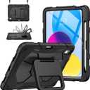 Supveco Rugged Case for iPad (A16) 11th Generation 11 Inch 2025 / iPad 10th Generation 10.9 Inch 2022, Heavy Duty Shockproof Cover with 360° Kickstand, Pencil Holder & Shoulder Strap, Black