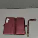 Defencase Compatible with Samsung Galaxy S24 Case Wallet with RFID Blocking Card Holder for Women Men, PU Leather Magnetic Snap Flip Zipper Strap Wallet Phone Case Fit for Galaxy S24 6.2", Wine Red