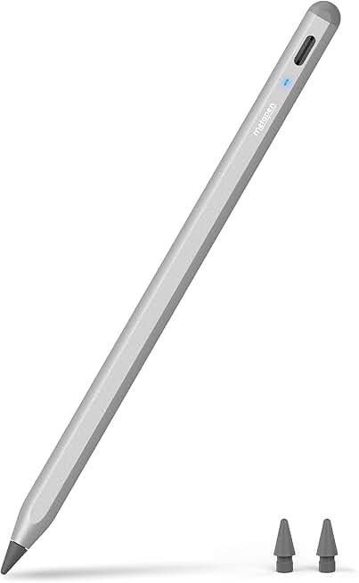 Metapen Pencil A8 for Apple iPad 2018-2025, (2X Faster Charge), Tilt Sensitivity, Pixel Precision, Stylus Pen for iPad 11/10/9/8/7/6th Gen, Pro 12.9/11/13-inch M4, Air 3/4/5/M2/M3, Mini 5/6th, Grey ClimeCo Certified