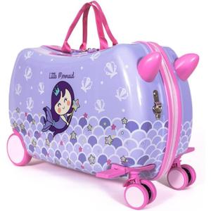 MILK&MOO Rideable Kids Suitcase Little Mermaid, Fun and Safe, Durable, Spacious and Ergonomic Design, 360° Swivel Wheels, for Children Aged 2-6 Years, 21 L, Maximum Riding Weight 50kg / 110 Lb, Medium