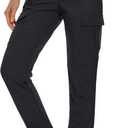 MAGCOMSEN Women's Fleece Lined Winter Hiking Waterproof Insulated Outdoor Snow Ski Softshell Pants for Cold Weather (Black)