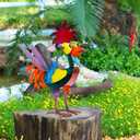 Metal Rooster Yard Statue, Wacky Outdoor Garden Statues, Metal Rooster Yard Garden Decorations Statues, Chicken Ornaments Yard Art for Backyard Patio Lawn Decorations, Gifts for Chicken Lovers (A)