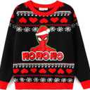 Disney Stitch Christmas Family Matching Snow Sweater Funny Holiday Long Sleeve Crew Neck Pullover Tops Festival Party Sets (Medium, Black Spiderman)
