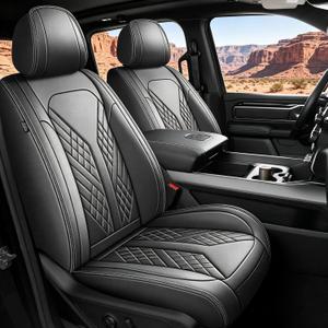 for Dodge Ram Seat Covers 2012-2025 2026 1500 2500 3500 Truck
Faux Leather Seat Covers Custom Fit Classic Bighorn Longhorn Laramie Tradesman Quad Crew Cab with Curved Bench,Black 5 Seats