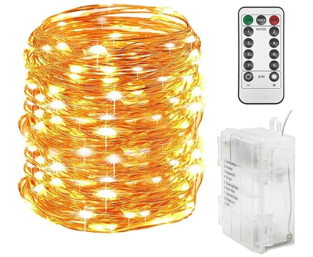 Twinkle Star 300LED 99FT Copper Wire String Lights Battery Operated 8 Modes Fairy Lights with Remote Waterproof Fairy String Lights for Outdoor Christmas Lights Wedding Party Decoration Warm White