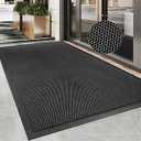 Azadx Indoor Outdoor Door Mat 35"x 47" Doormat for Entry Heavy Duty Front Door Mat Stretch Mesh Dirt Trapper Welcome Doormats Non-Slip Backing Entrance Mats for Home Commercial Floor Mats, Black Grey