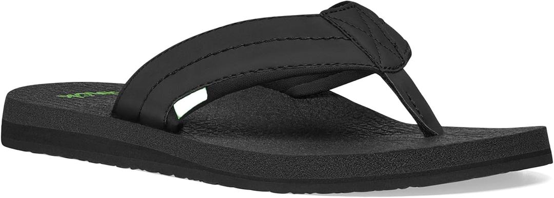 Sanuk Beer Cozy IV Mens Flip Flops - Memory Foam Beach Sandals, Black, 13