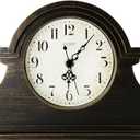 OCEST Vintage Farmhouse Mantel Clock - 13 x 7 Inch Quartz Gilt Finish Battery Operated, Plastic Napoleon Classic Desk & Shelf Dcor for Living Room Office Tabletop Bedroom (Walnut Brown)