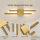 Modern Golden LED Wall Sconce, Geometric Metal and Acrylic Vertical Wall Lamp, Minimalist LED Light for Bedroom, Living Room, Hallway – 8 W, 48 cm, 3 Light Shades (Gold-Left)