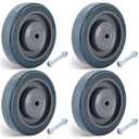 Shopping Cart Wheels Replacement | 4 Pack Shopping Cart Caster, 5-inch Diameter Wheels with Axles Bolts (Grey)