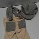 Newborn Photography Props, 2-PCs Baby Boy Photoshoot Outfit with Suspender Pants and Beret for 0-6 Months Old Babies (Camel)