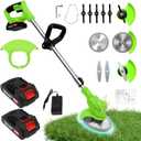 ALSO GO Electric Weed Wacker Grass Trimmer, 3 in 1 Weed Eater Battery Powered, Cordless Trimmer with 2pcs 24V Batteries, String less Lightweight Lawn Edger Brush Cutter for Lawn Garden Yard (Green)