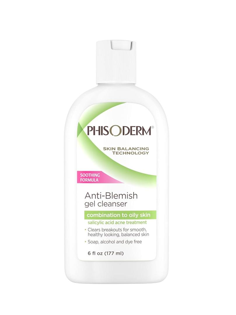 pHisoderm Anti-blemish Gel Cleanser, for Oily, Combo and Acne-prone Skin, 6 Fluid Ounce Bottle (Pack of 4)