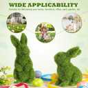 2pcs Flocked Bunny Moss Bunnies, Easter Bunny Decor for Home, Resin Rabbit Figurines for Spring Table Centerpieces, Green Moss Rabbit Statues for Indoor Outdoor Garden & Shelf Decorations(Small Moss)