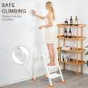 Valeo 3 Step Ladder,Lightweight Folding Step Stool with Wide Anti-Slip Pedal, 330LBS Capacity, Heavy Duty,Sturdy Iron Metal Step Stool for Home, Kitchen, Closet, Adults,White