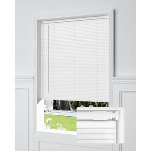 UNISHADES No Drill Blinds for Windows 1" Vinyl L-Shaped Slats Cordless Mini Blinds for Home, for Window Size 29" W × 48" H White