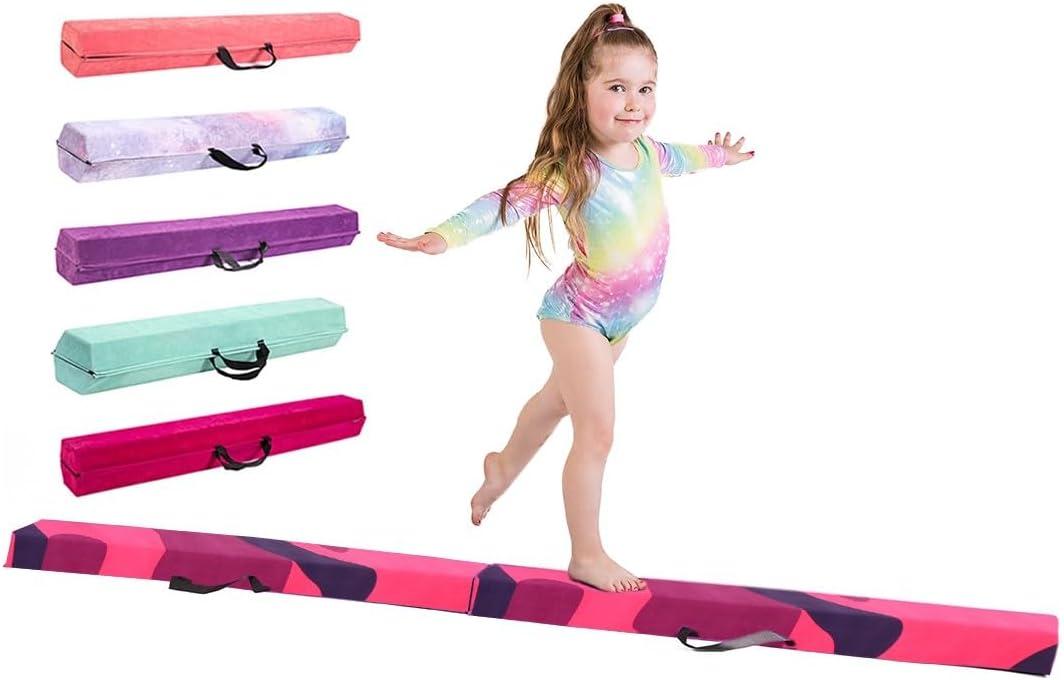Home Balance Beam - Sizes 210/240/270/300 cm - Amazing Balance Equipment for Kids at Home - Faux Suede, High Density EVA Foam - Flashcards, Carrying Straps, Carry Bag, 8 FT / 240cm