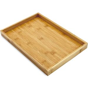 Bam & Boo Natural Bamboo Serving Tray Modern Rectangular (Bamboo, 13 x 9" x 1.2") for Food, Drinks, Decor, Vanity in Home, Kitchen, Bathroom, Coffee Table, Bed