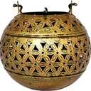eTroves Handmade Moroccan Lanterns Hanging & Table Top Tea Light Candle Holder Round Tealight Stand for Indoor Outdoor Golden Hanging Tea Light Holder (Yellow)