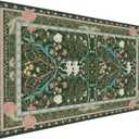 Floral XXL Desk Mat: Extra-Large Anti-Slip Mouse Pad with Stitched Edges for Office & Home, Cute Aesthetic Keyboard Mat and Desk Decor for Women. (Dark Green Floral)