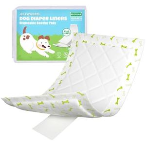 Jollywoods Dog Diaper Liners 100Pcs, Disposable Diapers Inserts for Male & Female Dogs, Booster Pads Fit Reusable Dog Belly Bands, Male Wraps and Period Diapers, Super Absorbent Leakproof Regular : Pet Supplies