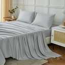 ILAVANDE King Size Sheets Set, 4 Piece Hotel Luxury Super Soft 1800 Series Microfiber Grey Bed Sheets King Set-Wrinkle Free & Breathable-14 Deep Pocket Sheets for King Size Bed(King,Light Grey)