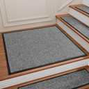 Stair Treads Carpet for Wooden Steps, Non Slip Landing Mat Rug Whit Rubber Backing, Polyester Soft Stairs Resistant Indoor Skid Runner Safety Rugs for Family, Absorbent Washable 31" x 31" Dark Gray (2'7" x 2'7" (Oblong))