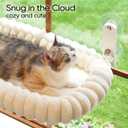 Zakkart SnugCloud Foldable Cat Window Perch - Cordless, Ultra Soft Machine Washable Bed with 4-Sided Bolster, Metal Frame - Window Hammock for Large Cats and Kittens (Cream White, Medium) (Medium (22.8"x15.7"))