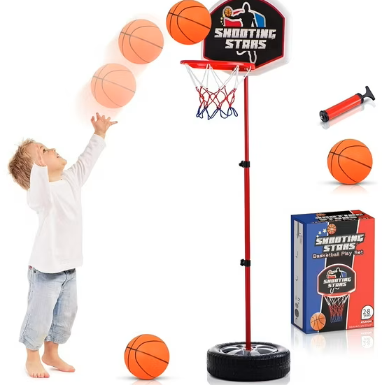Atlasonix Toddler Basketball Hoop with Ball, Adjustable Mini Hoop for Indoor & Outdoor Play, Baby Basketball Toy, Ages 3-8