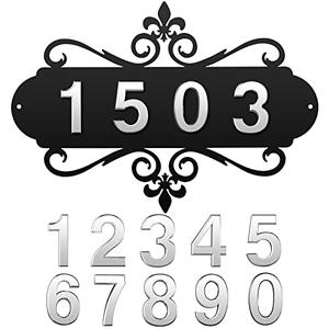 House Address Plaques Metal Address Sign Outside House Number Mailbox Number Sign for House Home Hotel Office Garden Decorative Wall Plaque(13.8 inch,Delicate Style)