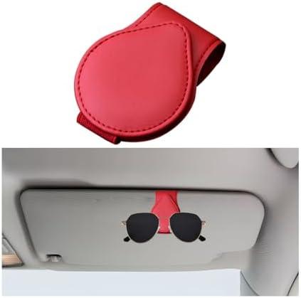 Mandark Magnetic Sunglass Holder for Car Visor, Leather Vehicle Eyeglass Hanger Clip, Automotive Interior Ticket Card Glasses Organizer Clamp Accessories, Universal for SUV, Sedan, Truck(Red)